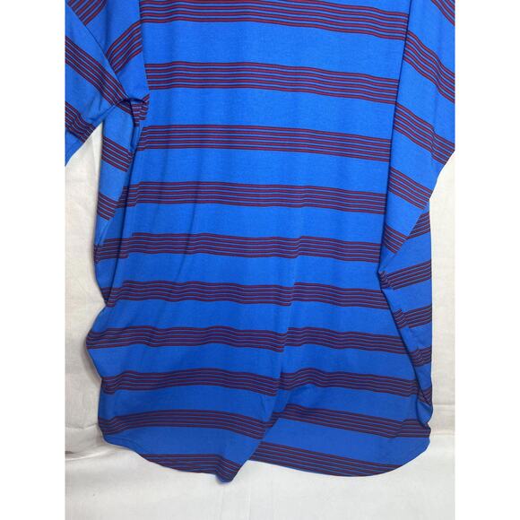 Lularoe Shirt Women's XL Blue Red Striped Tunic Stretchy Short Sleeve Casual Top - Picture 5 of 7